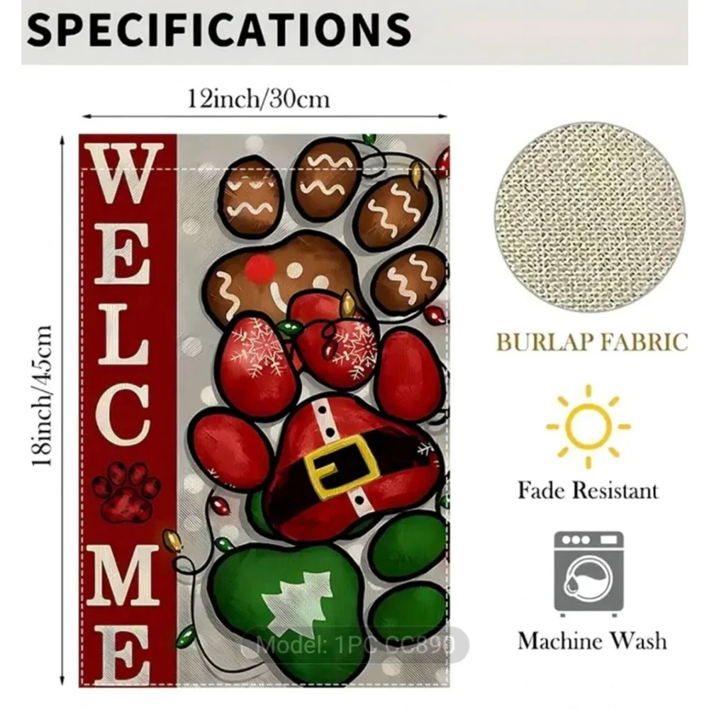 Christmas Welcome Garden Flag One Size Red Green